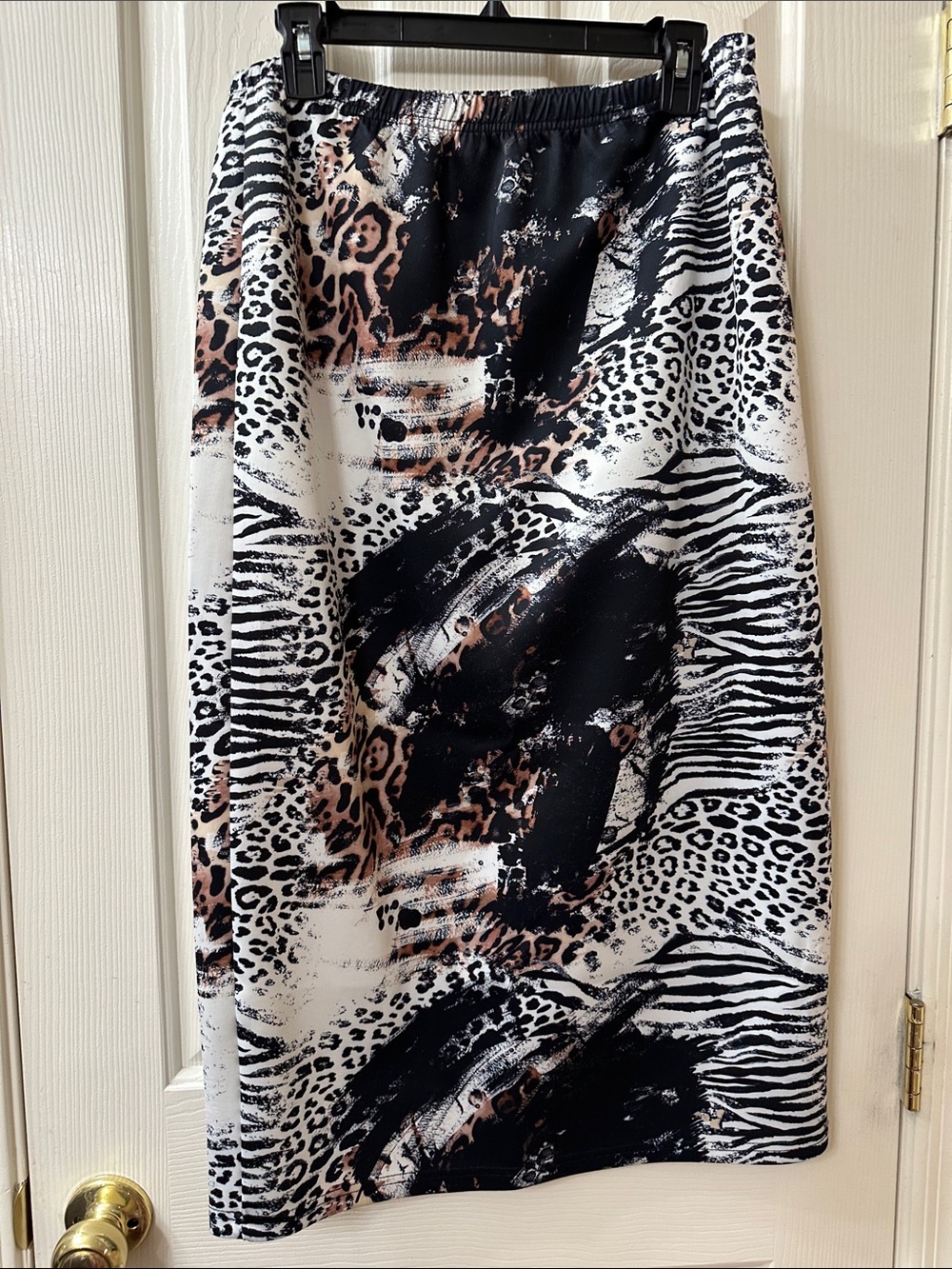 Nuggles Animal Print Midi Skirt in Black, White & Brown size Large